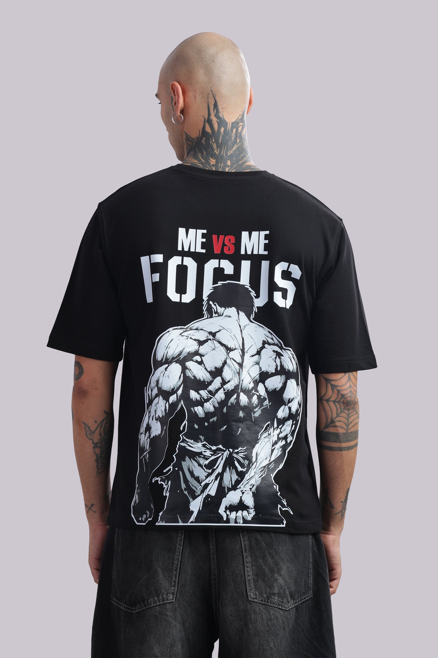 BUNKERFIT "Me vs Me Focus" Oversized Graphic T-Shirt