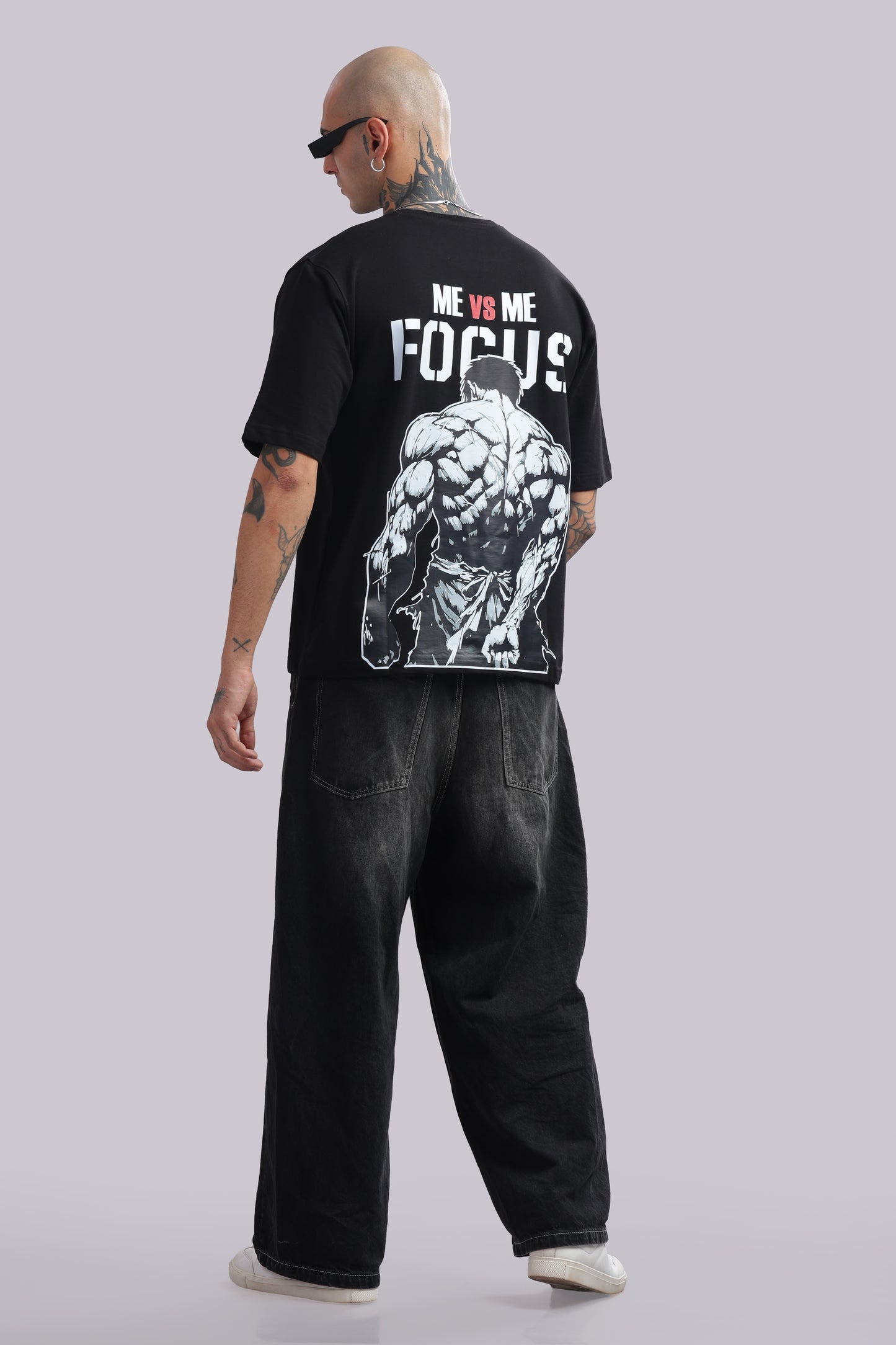 BUNKERFIT "Me vs Me Focus" Oversized Graphic T-Shirt