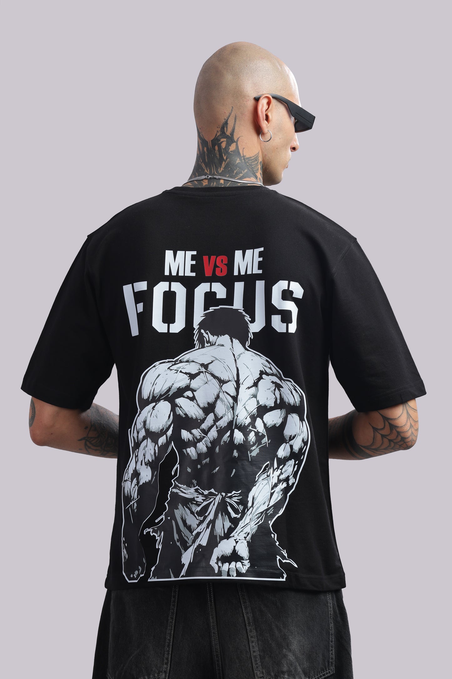 BUNKERFIT "Me vs Me Focus" Oversized Graphic T-Shirt