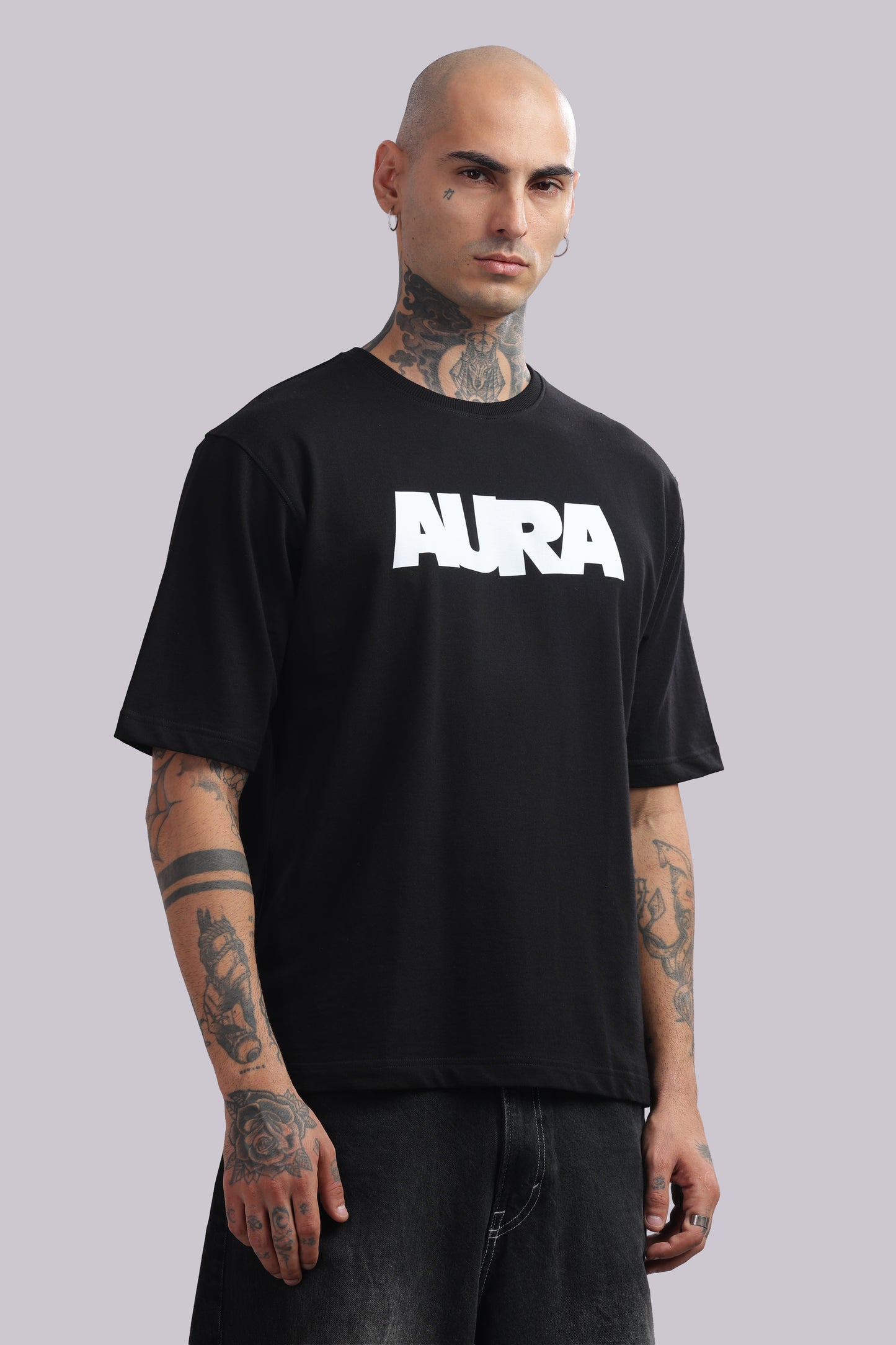 AURA Oversized Graphic Tee – Bunker Fit