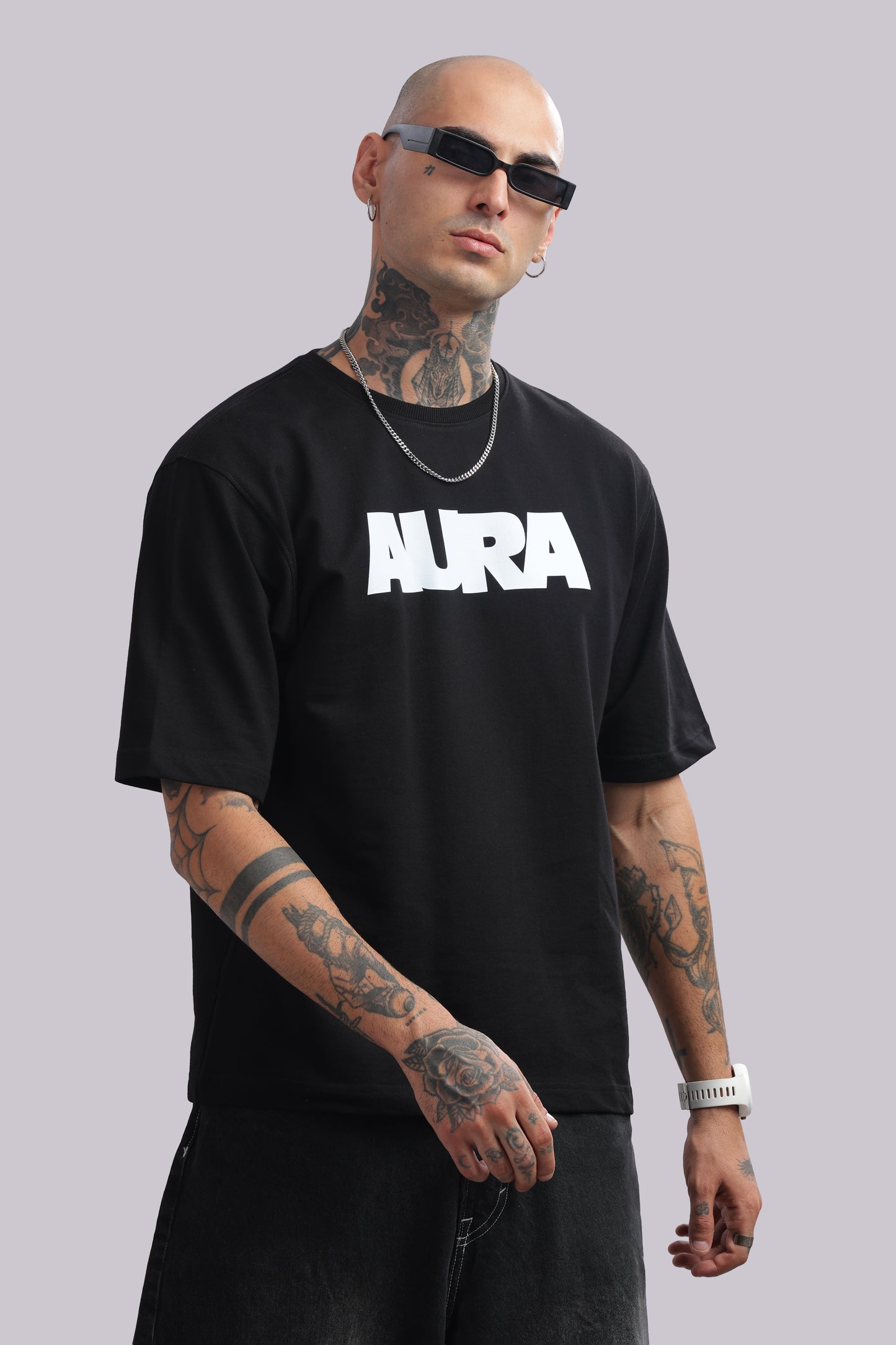 AURA Oversized Graphic Tee – Bunker Fit