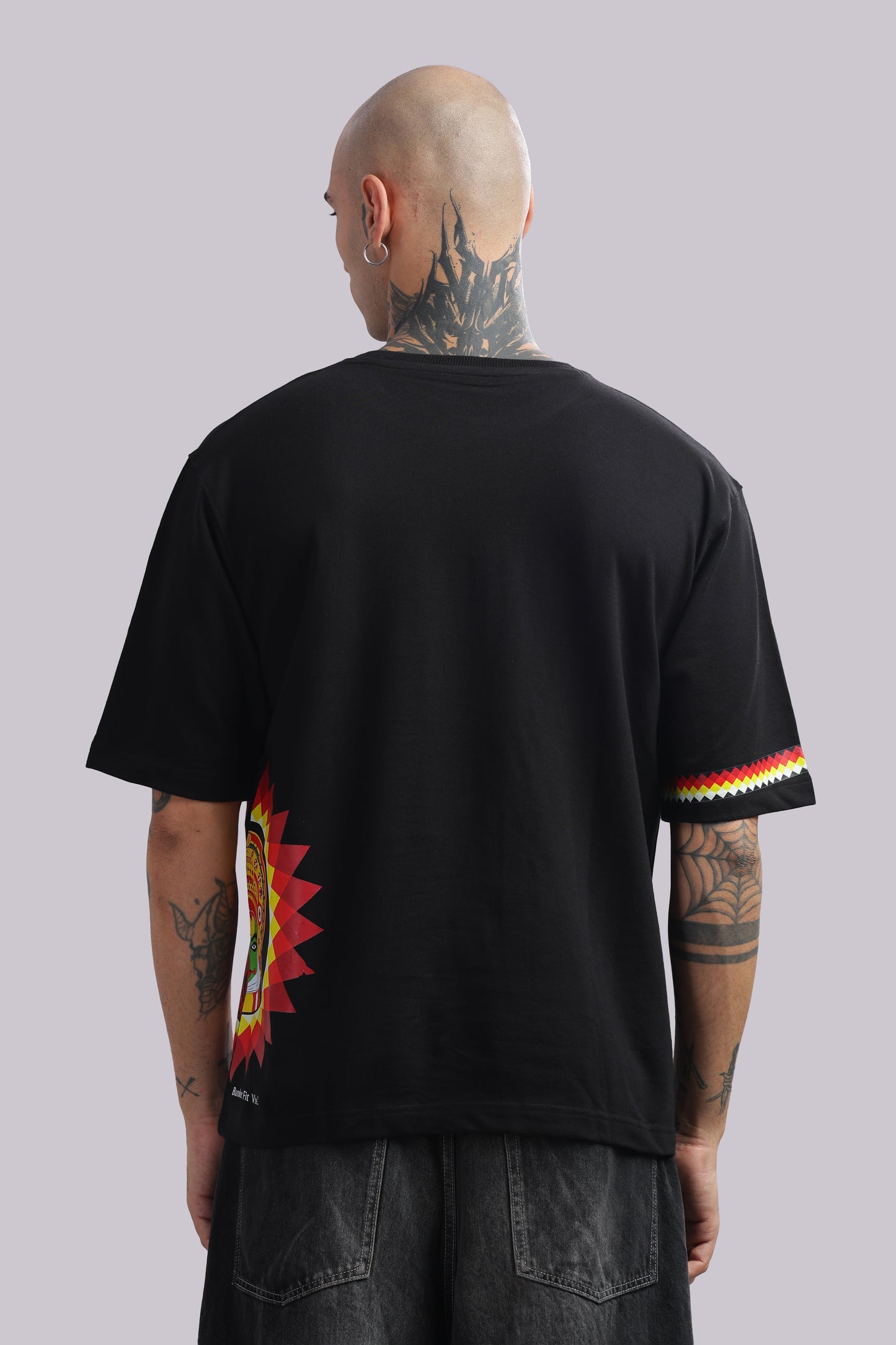 Black Graphic Oversized T-Shirt with Bold Side Print