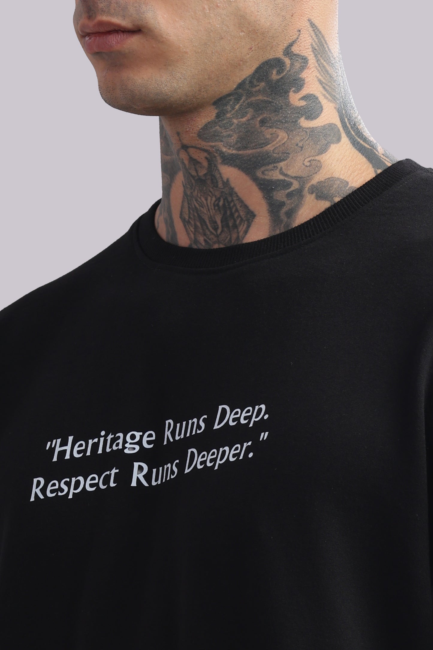 Black Graphic Oversized T-Shirt with Bold Side Print