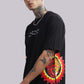 Black Graphic Oversized T-Shirt with Bold Side Print
